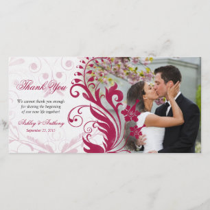 Rote und Weiße Blumenhochzeit Vielen Dank Fotokart Dankeskarte