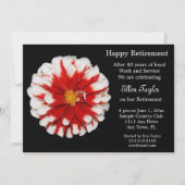 Rote und weiße Blumenruhestands-Party Einladung (Vorderseite)