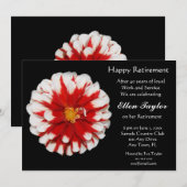 Rote und weiße Blumenruhestands-Party Einladung (Vorne/Hinten)