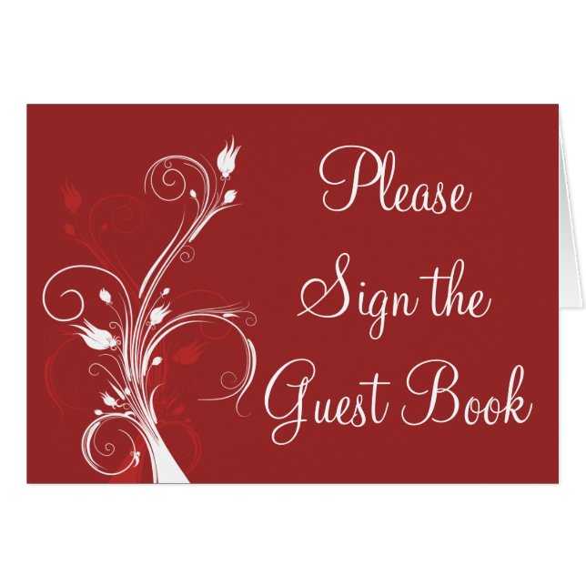 Rote und weiße Blumentabellen-Karte (Vorderseite (Horizontal))