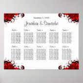 Rote und weiße Blüten 10 Hochzeitstisch Poster (Vorne)