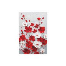 Rote und weiße Blüten Impasto-Wandkunst