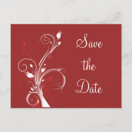 Rote und weiße Blüten Save the Date Postkarte