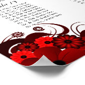 Rote und weiße Blütenblätter 15 Hochzeitstische Poster (Ecke)