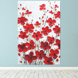Rote und weiße Blütenblätter Impasto-Wandkunst Leinwanddruck