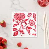 Rote und weiße Blütendrucke Napkins Serviette (Beispiel)