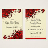 Rote und weiße Blütenhochzeit speichern die Datums (Vorne & Hinten)