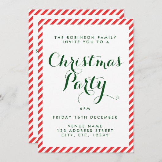 Rote und weiße Bonbons Weihnachten einladen Einladung (Vorne/Hinten)