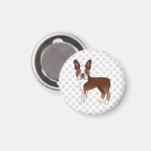 Rote und weiße Boston Terrier Cartoon Dog & Paws Magnet (Vorderseite/Rückseite)