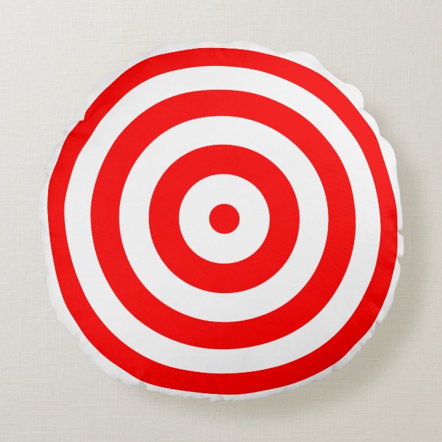 Rote und weiße Bullen Zielaugen Rundes Kissen (Vorderseite)