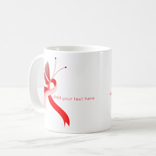 Rote und weiße Butterfly Butterfly Kaffeetasse (Vorderseite Links)