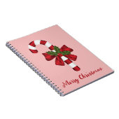 Rote und weiße Candy Cane mit fröhlichem Weihnacht Notizblock (Rechte Seite)