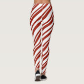 Rote und weiße Candy Cane Stripte Leggings (Rückseite)