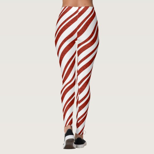 Rote und weiße Candy Cane Stripte Leggings (Rückseite)