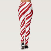 Rote und weiße Candy Cane Stripte Leggings (Rückseite)