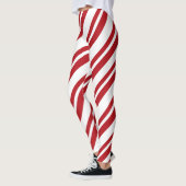 Rote und weiße Candy Cane Stripte Leggings (Links)