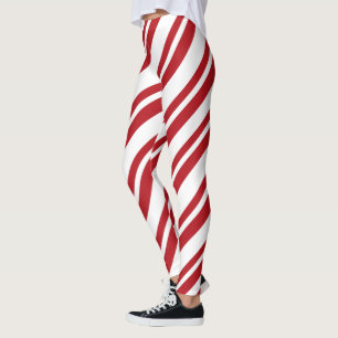 Rote und weiße Candy Cane Stripte Leggings
