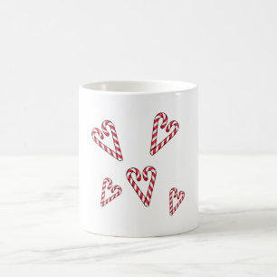 rote und weiße Candy Canes Herzen Kaffeetasse