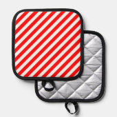 Rote und weiße Candy Stripes Topflappen (Vorderseite/Rückseite)