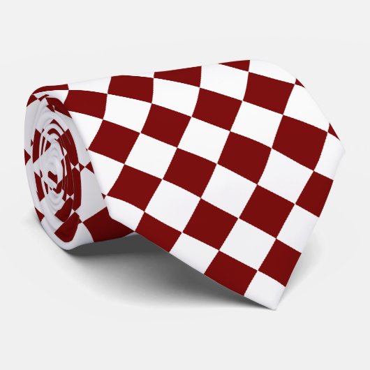 Rote und weiße Checkered Krawatte (Gerollt)