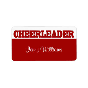 Rote und weiße Cheerleader-Namen-Aufkleber Adressaufkleber