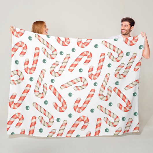 ROTE UND WEISSE CHRISTMAS CANDY CANDY CANES FLEECEDECKE (Beispiel)