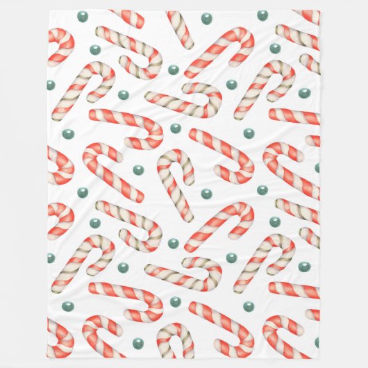 ROTE UND WEISSE CHRISTMAS CANDY CANDY CANES FLEECEDECKE (Vorderseite)