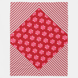 ROTE UND WEISSE CHRISTMAS KANDIEN UND DIAGONALSTRE FLEECEDECKE