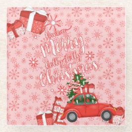 ROTE UND WEISSE CHRISTMAS KRAFTWAGEN PRÄSENTIERT GLASUNTERSETZER