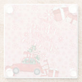 ROTE UND WEISSE CHRISTMAS KRAFTWAGEN PRÄSENTIERT GLASUNTERSETZER (Rückseite)