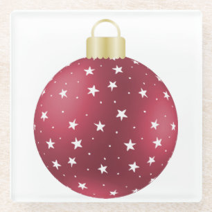 ROTE UND WEISSE CHRISTMAS STARRED ORNANANATION GLASUNTERSETZER