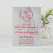 Rote und weiße Country Bridal Dusche Einladungen (Stehend Vorderseite)