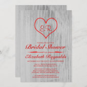 Rote und weiße Country Bridal Dusche Einladungen (Vorne/Hinten)