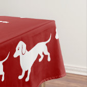 Rote und weiße Dackel Tischdecke (Beispiel)
