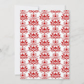 Rote und weiße Damaske Elegante Hochzeit Einladung (Rückseite)