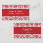 Rote und weiße Damast-Visitenkarte Visitenkarte (Vorne/Hinten)