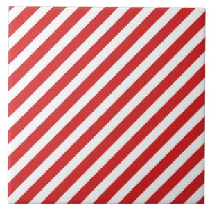Rote und weiße diagonale Streifen Fliese