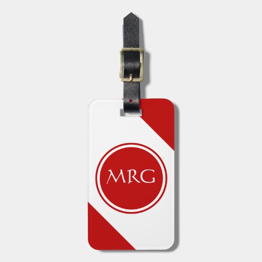 Rote und weiße Diagonalstreifen Gepäckanhänger (Vorderseite vertikal)