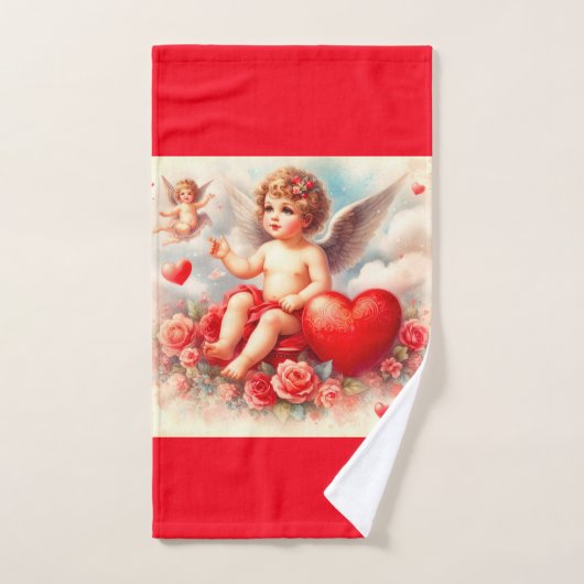 Rote und weiße Engelchen Badhandtuch Set (Handtuch)