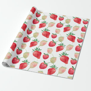 Rote und weiße Erdbeeren Geschenkpapier