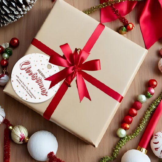 Rote und weiße farbige Sterne Einfache Weihnachten Geschenkanhänger