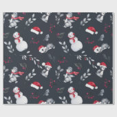Rote und weiße Ferienpinguine & Snowmen Kohle Geschenkpapier (Flach)