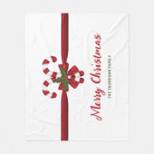 Rote und weiße, festliche Süßkanüle und Text Fleecedecke (Vorderseite)