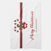 Rote und weiße, festliche Süßkanüle und Text Geschirrtuch (Vertikal)