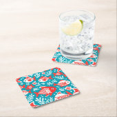 Rote und weiße Fischmuster blau Rechteckiger Pappuntersetzer (Vor Ort)