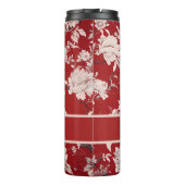 Rote und weiße Flora Chinoiserie Muster Persönlich Thermosbecher (Rückseite)