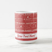 Rote und weiße frohe Weihnachts Retro Typografie Kaffeetasse (Mittel)