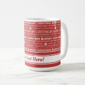 Rote und weiße frohe Weihnachts Retro Typografie Kaffeetasse (VorderseiteRechts)