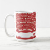 Rote und weiße frohe Weihnachts Retro Typografie Kaffeetasse (Links)