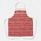 Rote und weiße frohe Weihnachts Retro Typografie Schürze (Vorderseite)